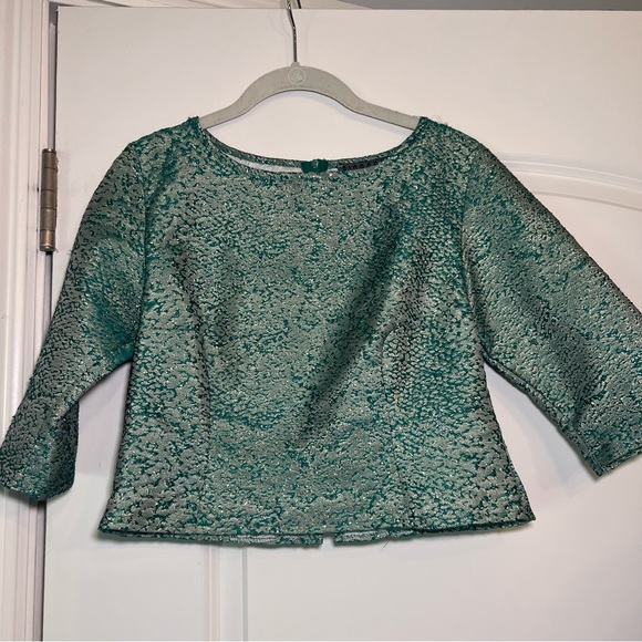 Bigoschi shirt and skirt matching set silver and turquoise pattern - Picture 8 of 8